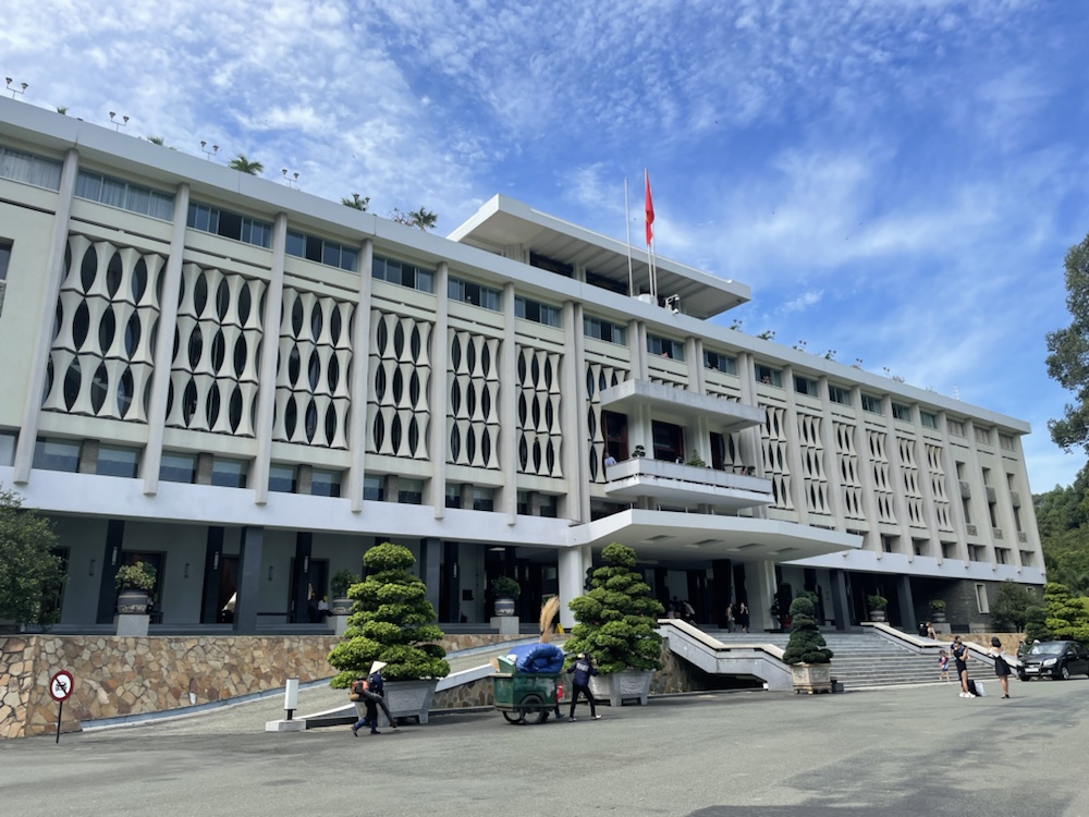 The front of the Independence Palace in Ho Chi Minh City (Saigon)