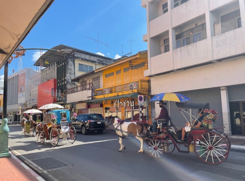 A procession of horse and carts ​passed by us on our way into town, in Lampang, Northern Thailand