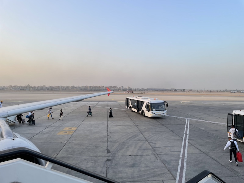 Our first sight of Cairo, Egypt - we immediately noticed the heat!!