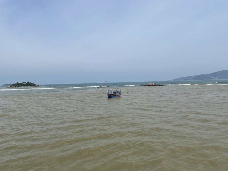View from the Trần Phú Bridge Nha Trang, including the beached ship.