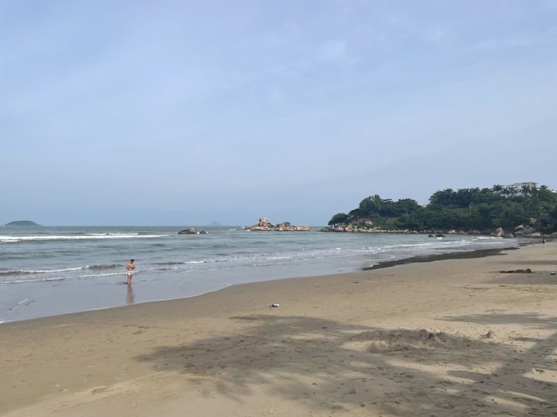 Hon Chong beach, Nha Trang, is more sheltered, with fewer large waves.