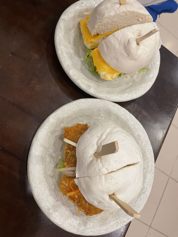 Our fried fish, and grilled bbq pork with fried egg bao buns at BAO ngon, Nha Trang 