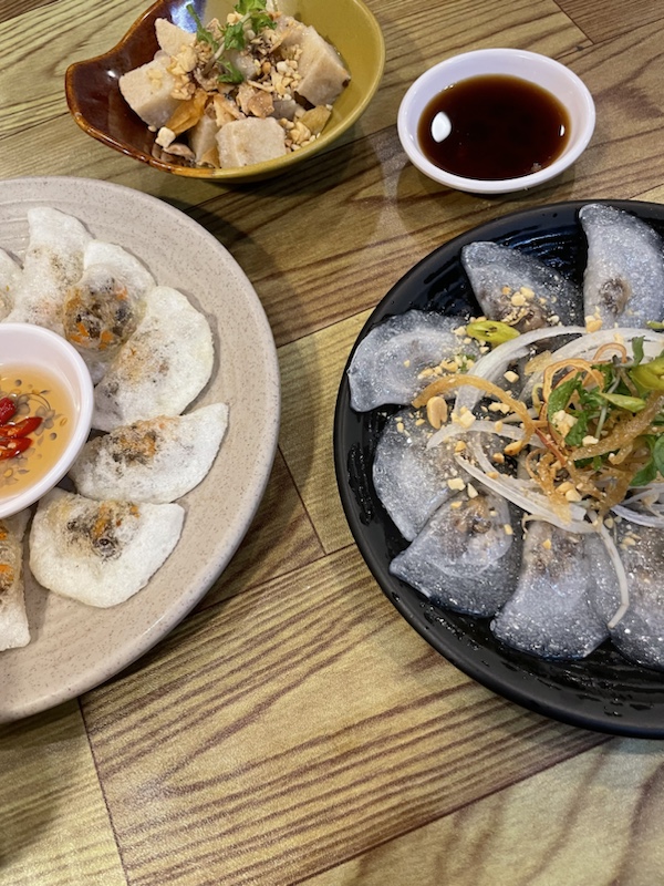 Mushroom dumplings and fried special dumplings at CHAY corner - Vietnamese Dumplings, Da Nang, Vietnam 