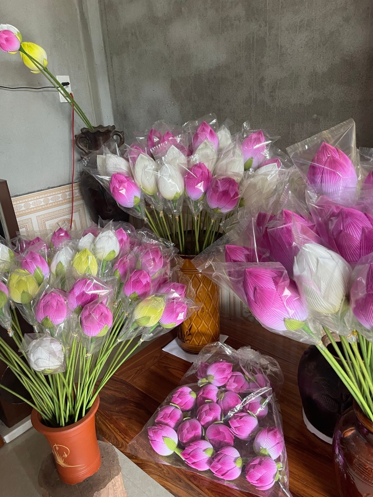 Handmade lotus flowers in Hue, Vietnam 