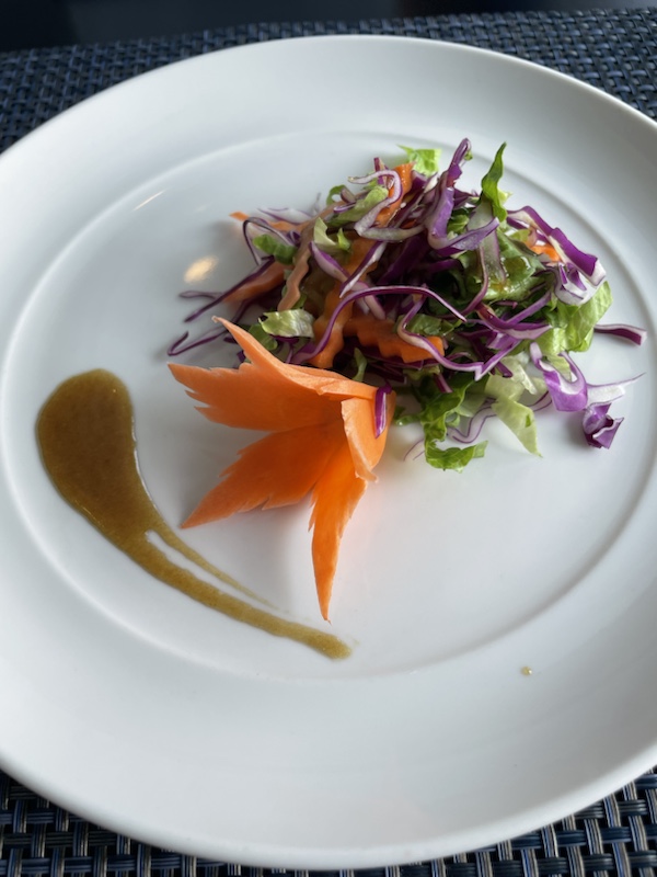 Our 5 course lunch on the Rosy Cruise ship (Halong Bay, Vietnam) was beautifully presented, and the restaurant had lovely views over the water 