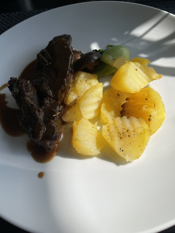 Our 5 course lunch on the Rosy Cruise ship (Halong Bay, Vietnam) was beautifully presented, and the restaurant had lovely views over the water 