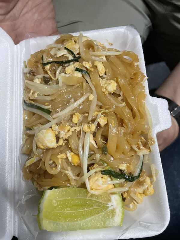 Pad Thai on the train from Lampang to Phitsanulok​, Thailand 