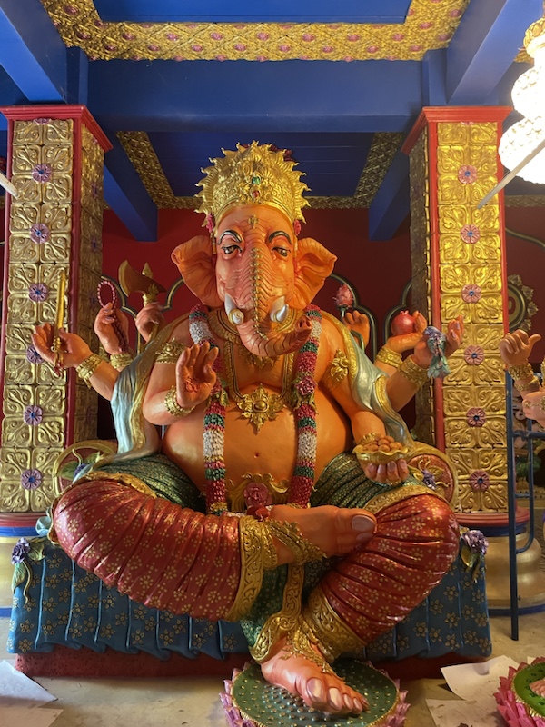 There are many pink elephant statues inside the Ganesh idol​, Nakhon Sawan, Northern Thailand 