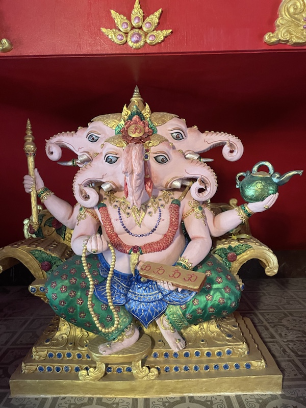 There are many pink elephant statues inside the Ganesh idol​, Nakhon Sawan, Northern Thailand 