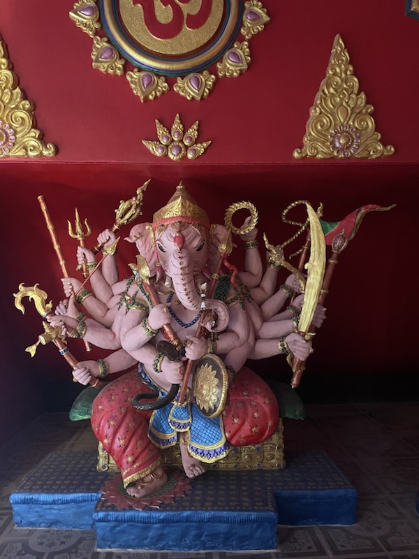 There are many pink elephant statues inside the Ganesh idol​, Nakhon Sawan, Northern Thailand 