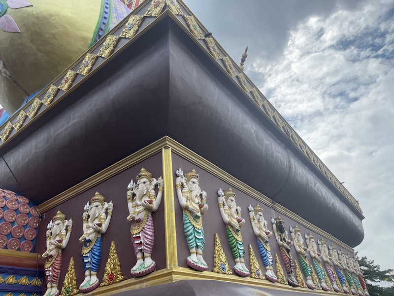 There are many pink elephant statues inside the Ganesh idol​, Nakhon Sawan, Northern Thailand 