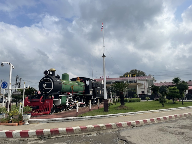 The steam train outside Nakhon Sawan station, Thailand 