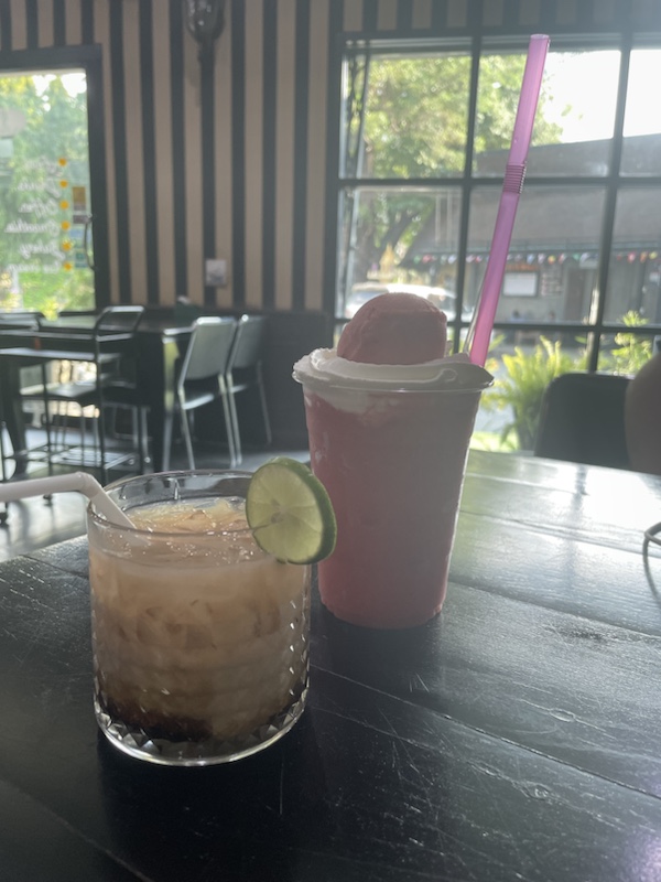 Drinks and ice cream at Baan Sahai Cafe, Lopburi, Thailand 