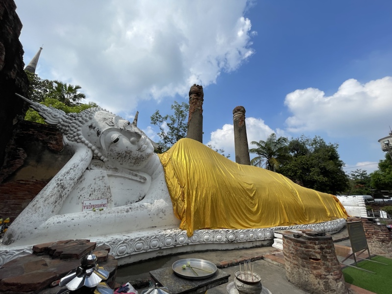 The big reclining Buddha outside Wat Yai Chai Mongkhon, Ayutthaya, Thailand