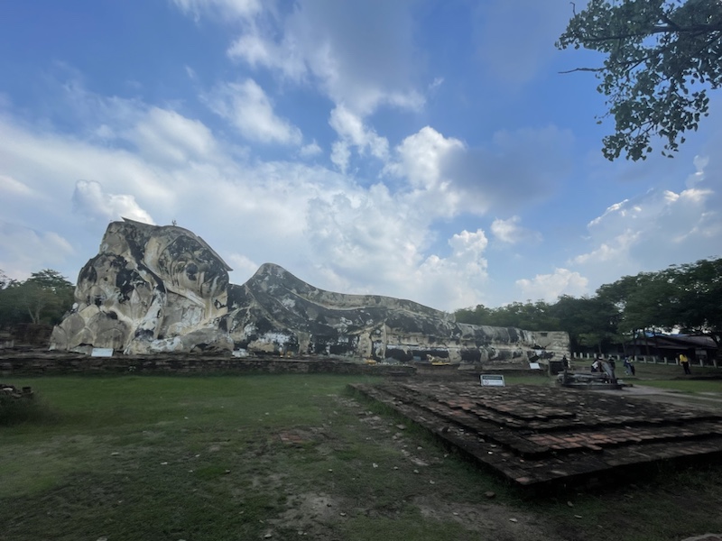 The huge reclining Buddha in Wat Lokaya Sutharam, Ayutthaya, Thailand 