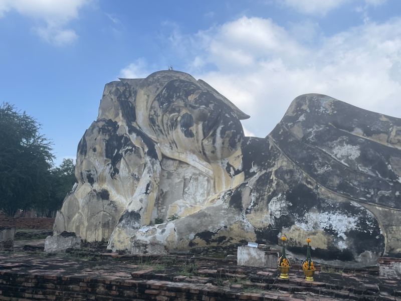 The huge reclining Buddha in Wat Lokaya Sutharam, Ayutthaya, Thailand 