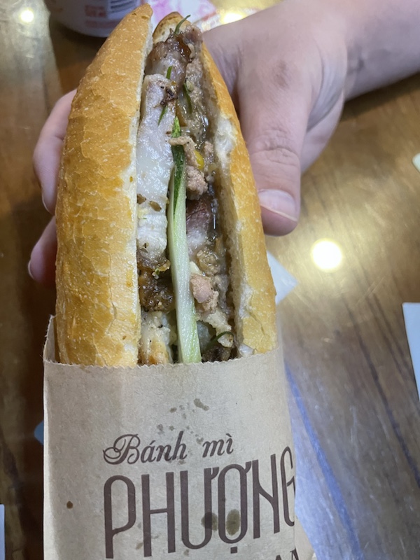 Our grilled pork Bahn mi at Bánh Mì Phượng, Hoi An, Vietnam 
