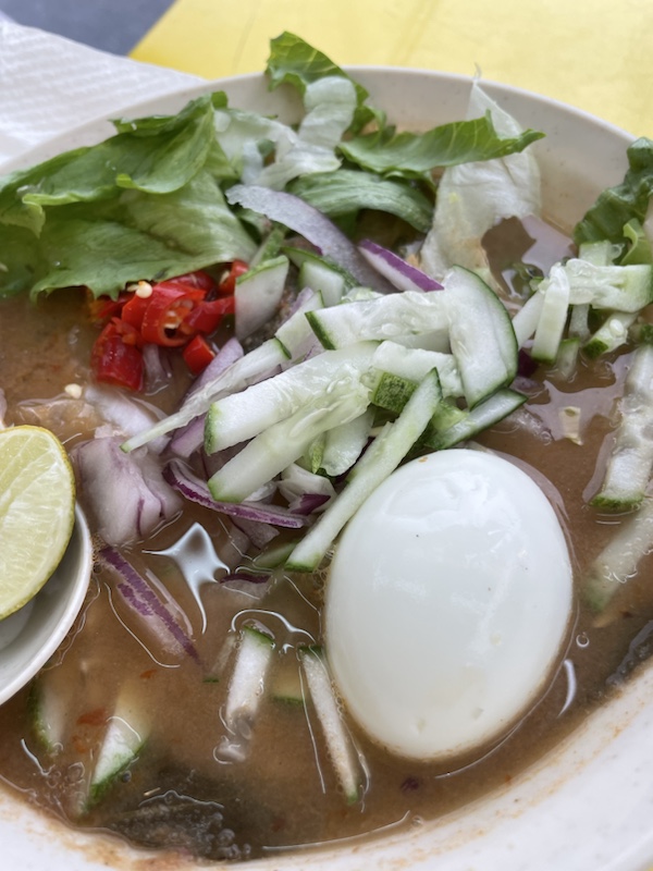 Our laksa at Laksa Kg Baru, Kuala Lumpur, Malaysia, which wasn’t totally to our taste