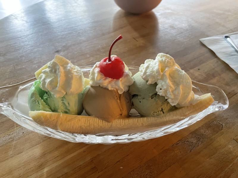 Mmm, banana split! While avoiding the rain at Jersey Jack Gelato, Kuala Lumpur, Malaysia 
