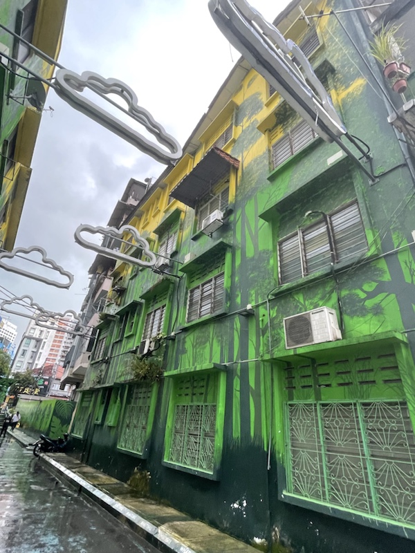 There’s lots of brightly coloured street art in the lanes around Jalan Alor and Jalan Rembia in Kuala Lumpur, Malaysia 