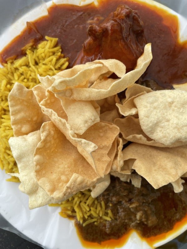 Our plate of rice and curry at Nasi Briani Lori, Kuala Lumpur, Malaysia 
