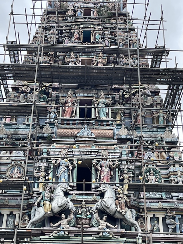 The Sri Maha Mariamman Temple, Kuala Lumpur, Malaysia, was unfortunately surrounded by scaffolding when we visited