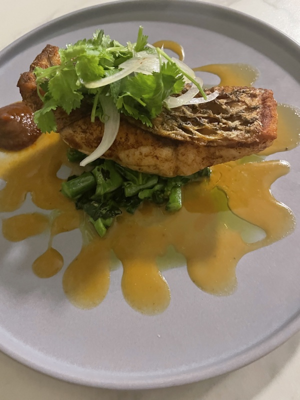 Gorgeous crispy skinned sea bass at Bol - Asian Reimagined, Kuala Lumpur, Malaysia 