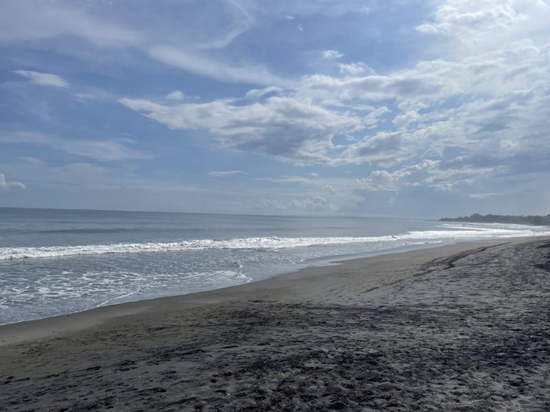 The unusual but pretty black sand at Keramas Beach, Bali