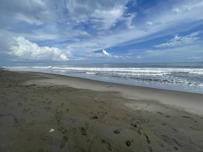 The unusual but pretty black sand at Keramas Beach, Bali