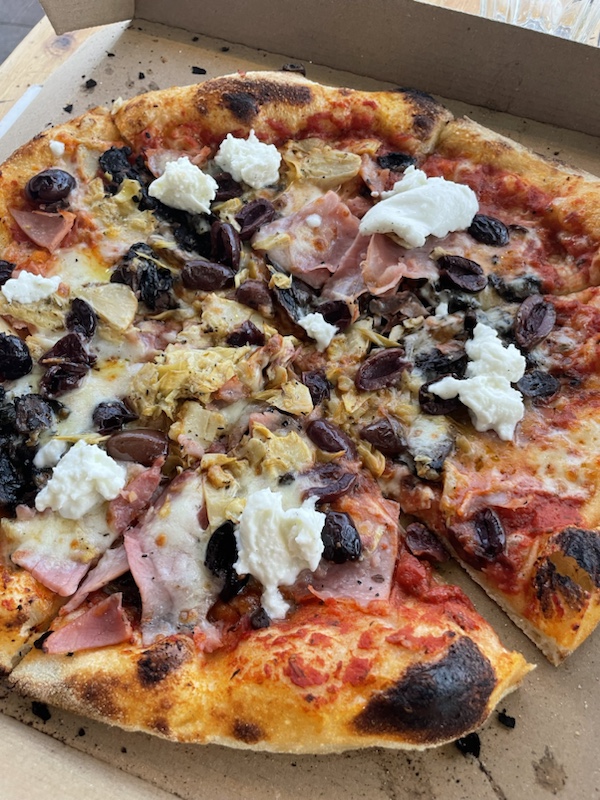 Our capricciosa pizza at Eugene's Pizzeria, Fremantle, Perth, Western Australia 