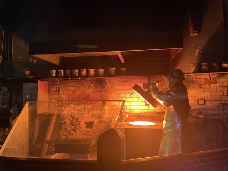 The gold pouring at the Perth Mint, Perth, Western Australia
