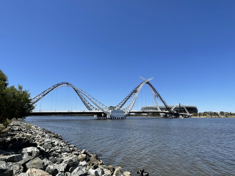 The interesting looking Matagarup Bridge in Perth, Western Australia