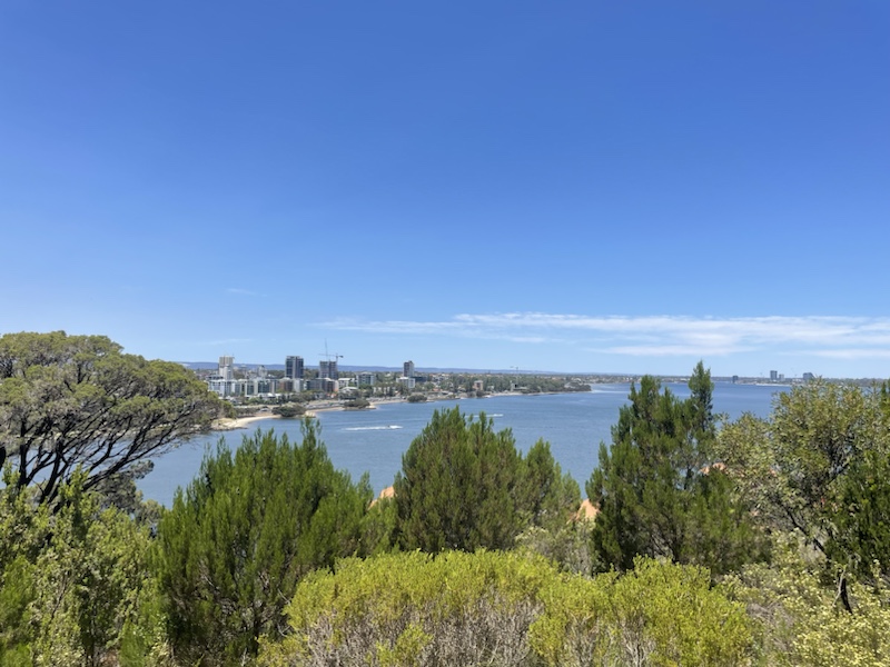 Mount Eliza Lookout in Kings Park, Perth, Western Australia, has some shaded seating and lovely views over the bay