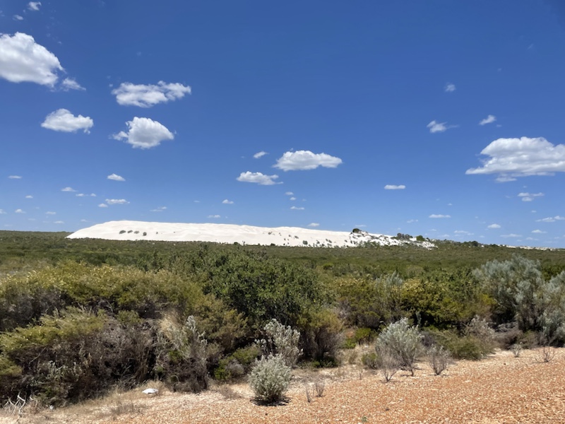 The scenery was beautiful after we left Perth, with some interesting looking white sand dunes