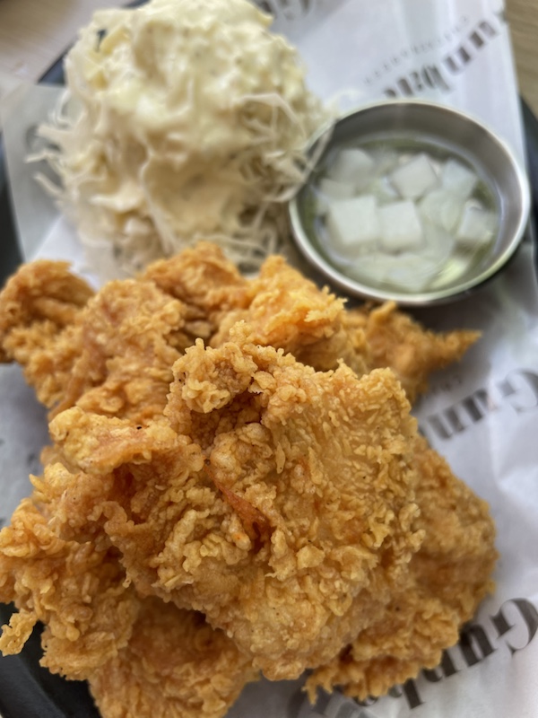 Korean fried chicken and kimchi pancakes at Gunbae Chicken & Beer, Adelaide, South Australia