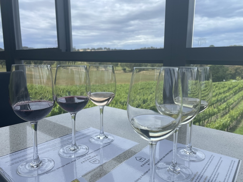 We had beautiful views over the countryside while enjoying our wine flights at Hahndorf Hill Winery, Adelaide Hills, South Australia