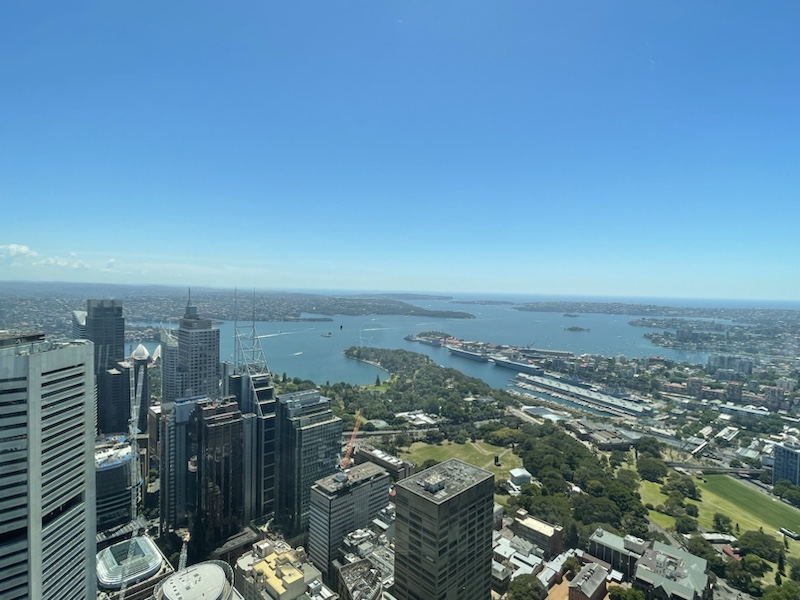 Panoramic views over the city from the top of the Sydney Tower​, Sydney, NSW, Australia 