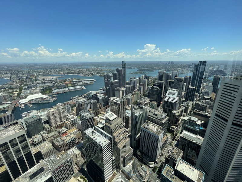 Panoramic views over the city from the top of the Sydney Tower​, Sydney, NSW, Australia 