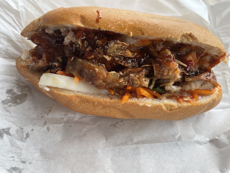 Our crispy pork Bahn Mi from Hot Rolls Vietnamese Takeaway, Coogee, Sydney, NSW, Vietnam