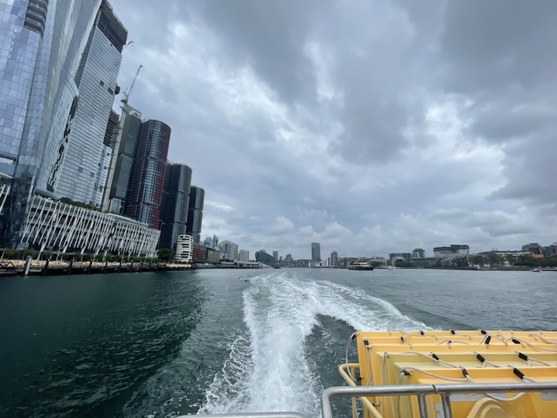 It's a short but pleasant ferry ride from Barangaroo to Cockatoo island (in Sydney, NSW, Australia)