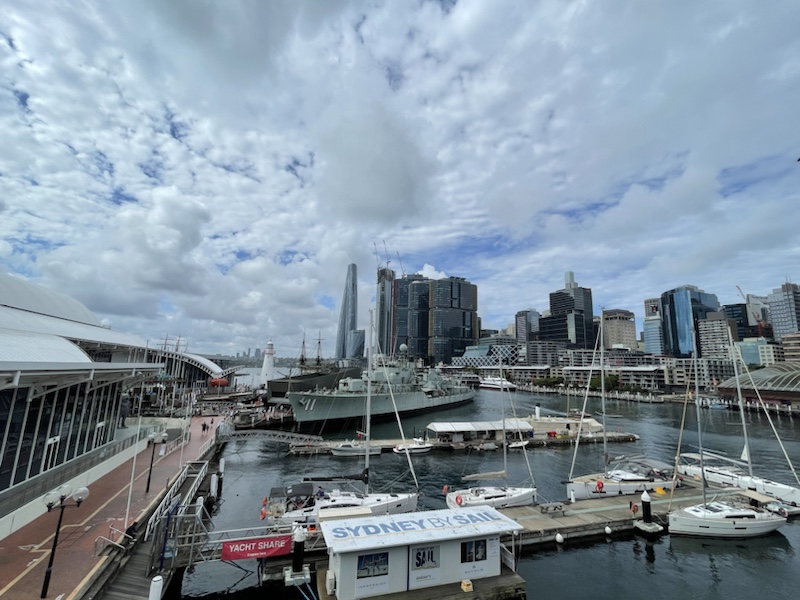 View from Pyrmont Bridge over Darling Harbour in Sydney, NSW, Australia 